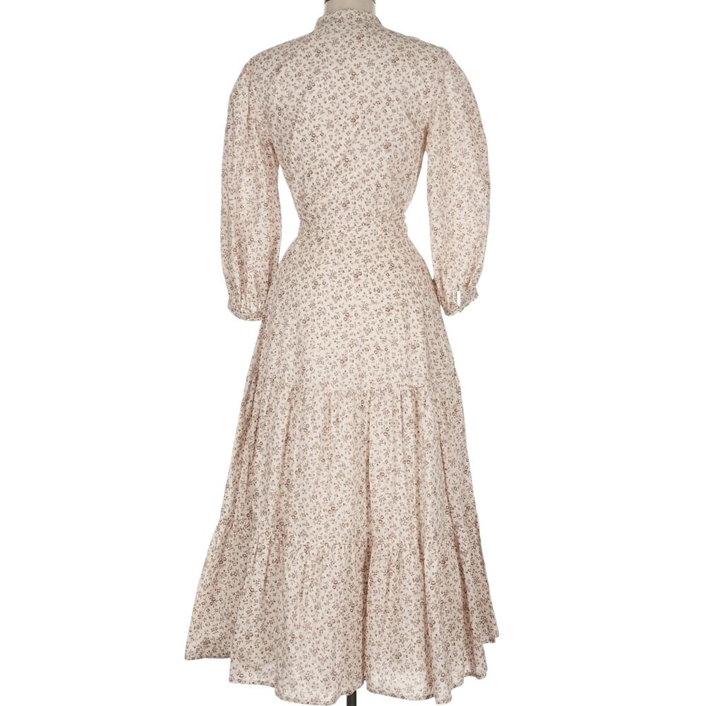 RALPH LAUREN POLO button up ditsy floral cotton tiered modest midi dress Size 6 - Picture 3 of 7